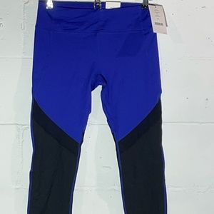NWT DKNY Royal Blue Workout Capri with Black Mesh